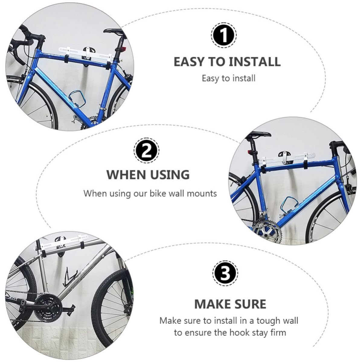 ULTECHNOVO Gancho de Pared Soporte de Almacenamiento Ajustable para Bicicleta Ángulo Izquierdo y Derecho Ajustable, Aleación de Aluminio, Negro, para Guardar Bici en Garaje y Hogar en