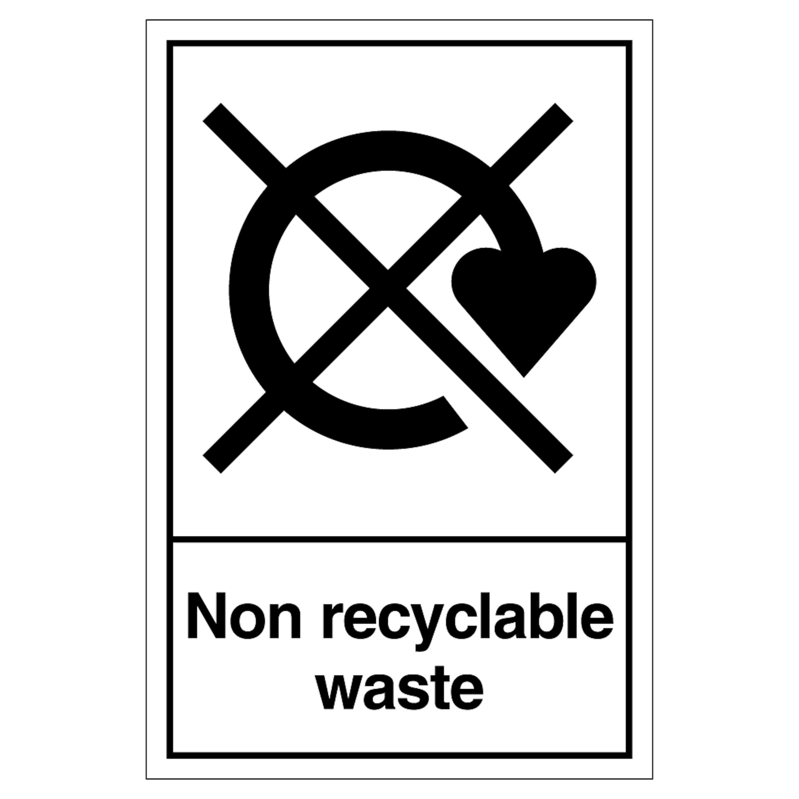 V Safety WRAP - Non Recyclable Waste 300 x 400mm - 1mm Rigid Plastic Safety Sign