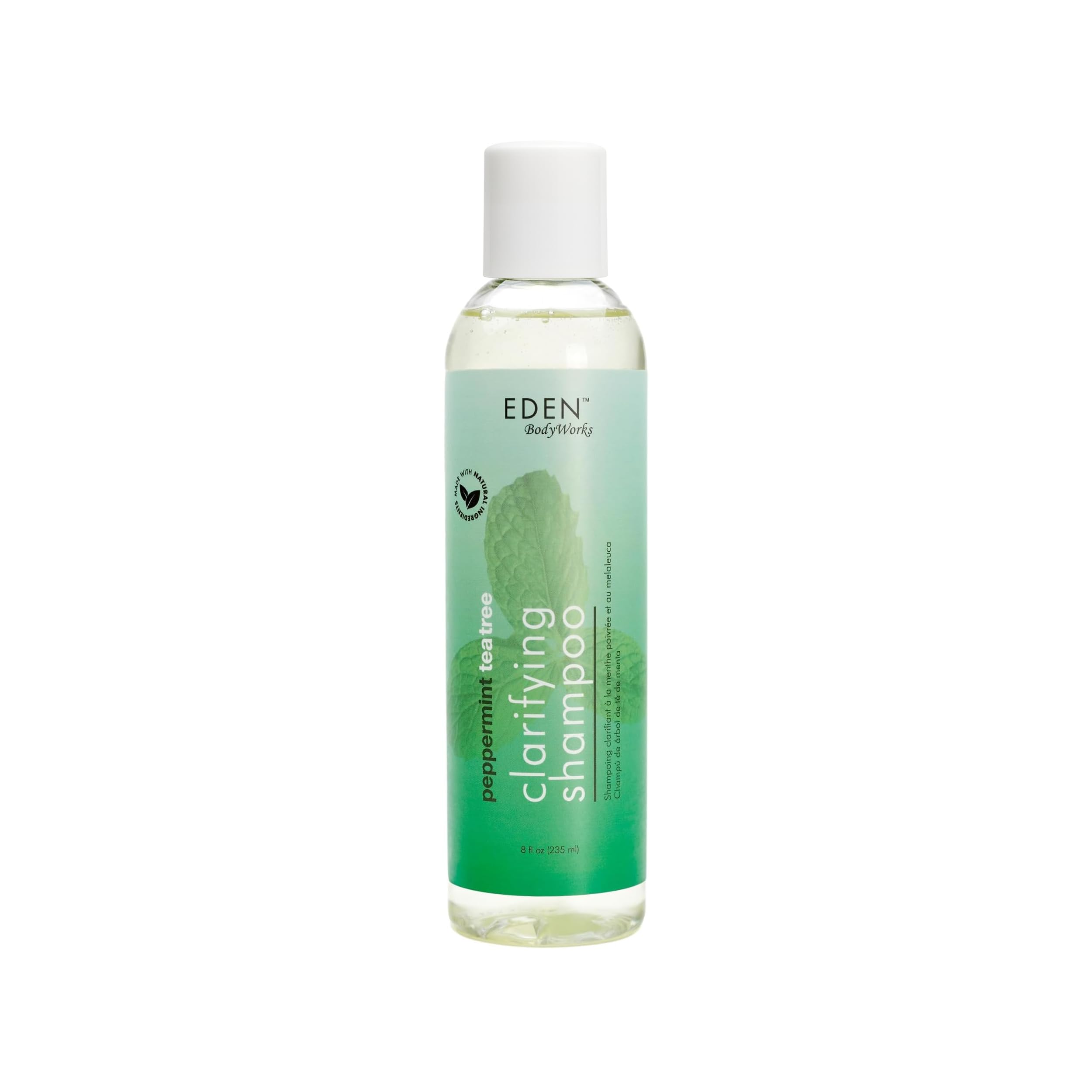 EDEN BodyWorks Peppermint Tea Tree Clear Clarifying Shampoo for Oily Hair, Dry Hair, Curly Hair - Scalp Cleansing Shampoo for Build Up & Dandruff - Paraben & Sulfate Free - 8 oz.