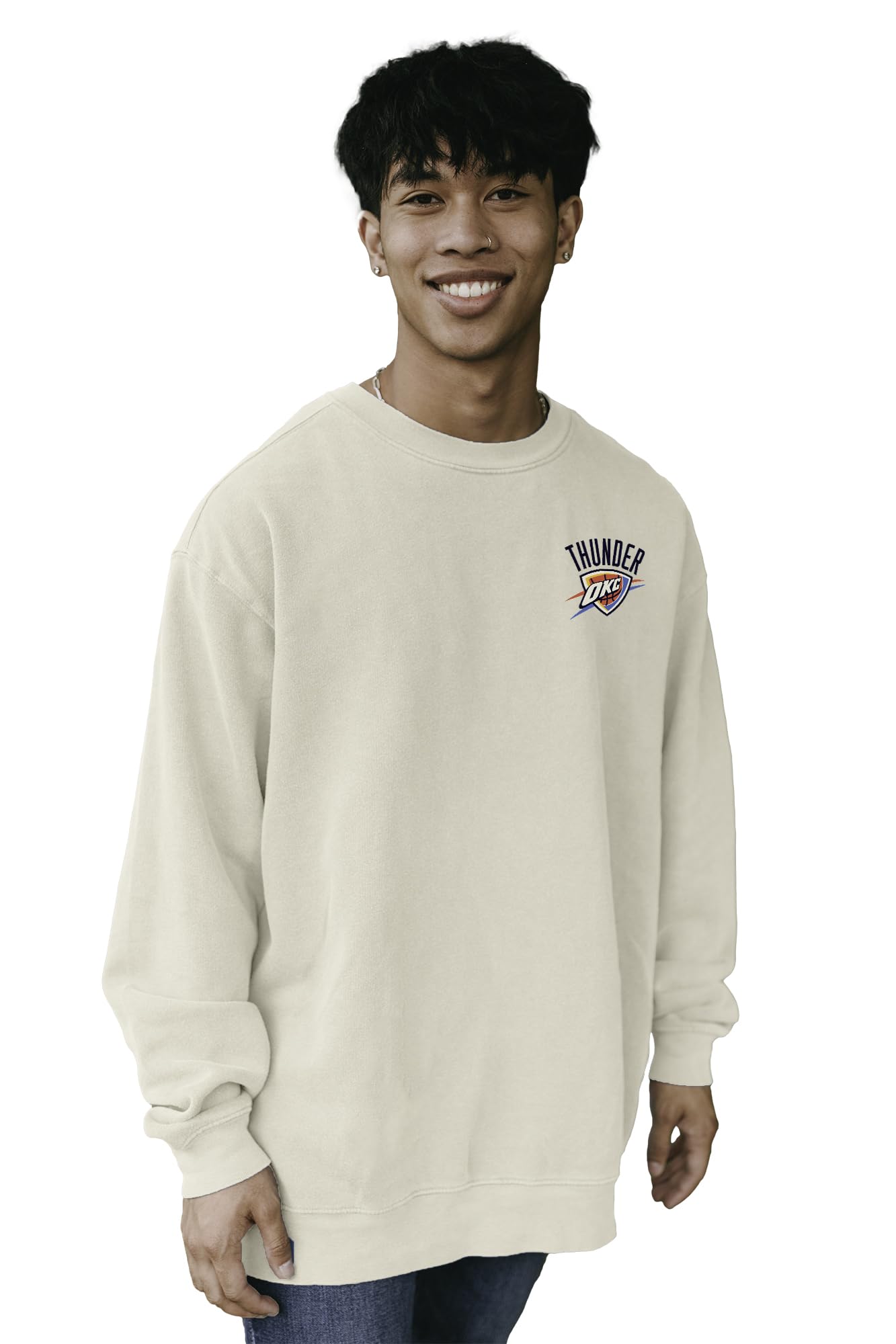 Blue 84 Standard NBA Officially Licensed Crewneck Sweatshirt Ringspun Front/Back Ivory