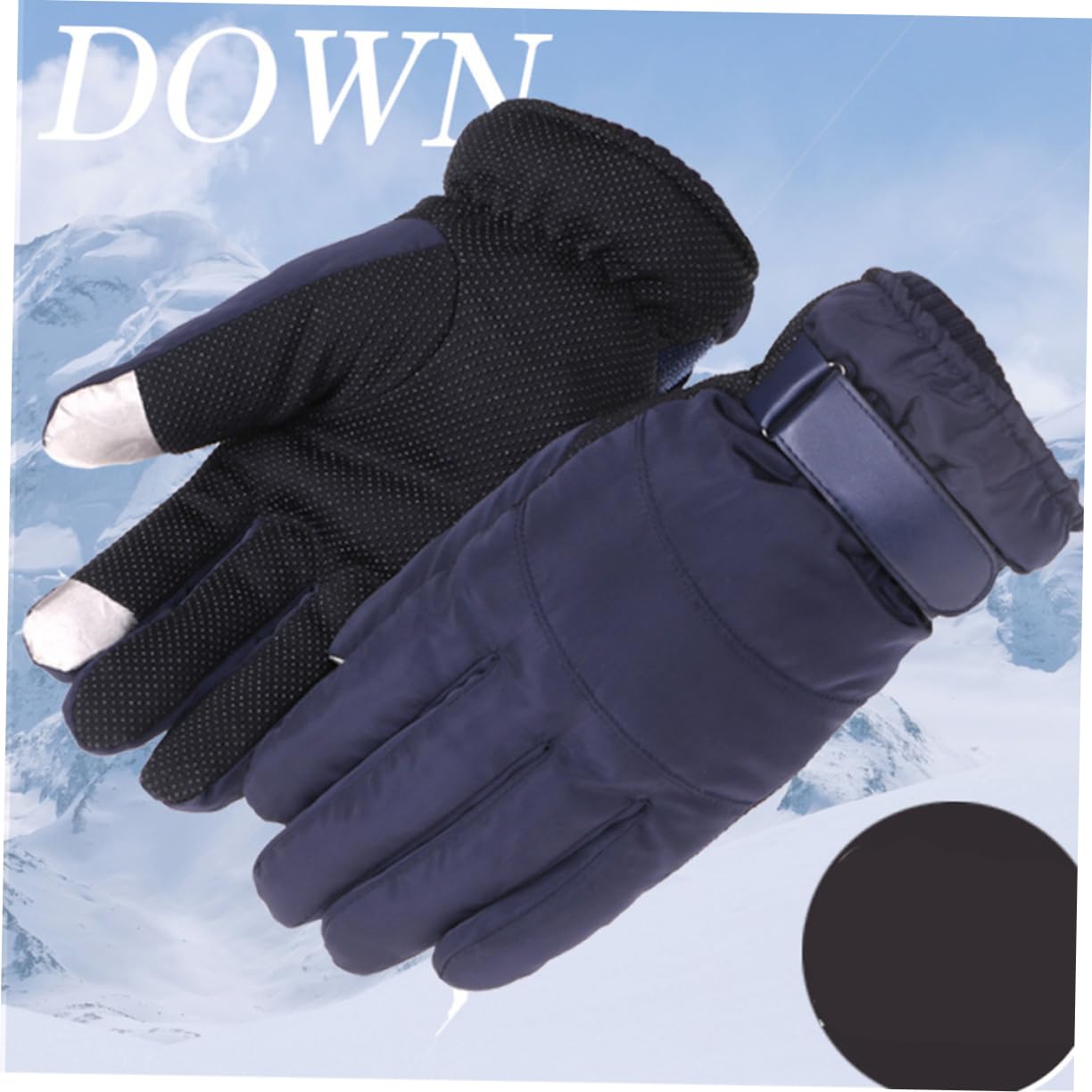 Didiseaon Winter Gloves for Men Women Ski Hiking Full Protection Anti-slip Palm Hook and Loop Wrist Dark Blue