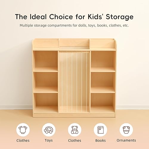 Miniatura 3 de OOOK Almacenamiento de animales de peluche, organizador de almacenamiento de cubos de 3 niveles, estante de juguetes Montessori, estantería para