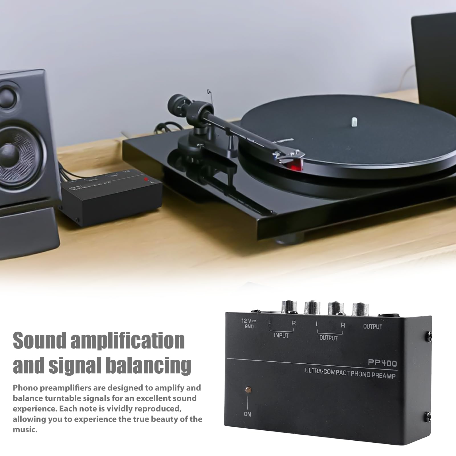 Preamplificador De Fono,Preamplificador De Tocadiscos,Mini Preamplificador para Tocadiscos,Preamplificador De Fonógrafo Estéreo De Audio para Tocadiscos