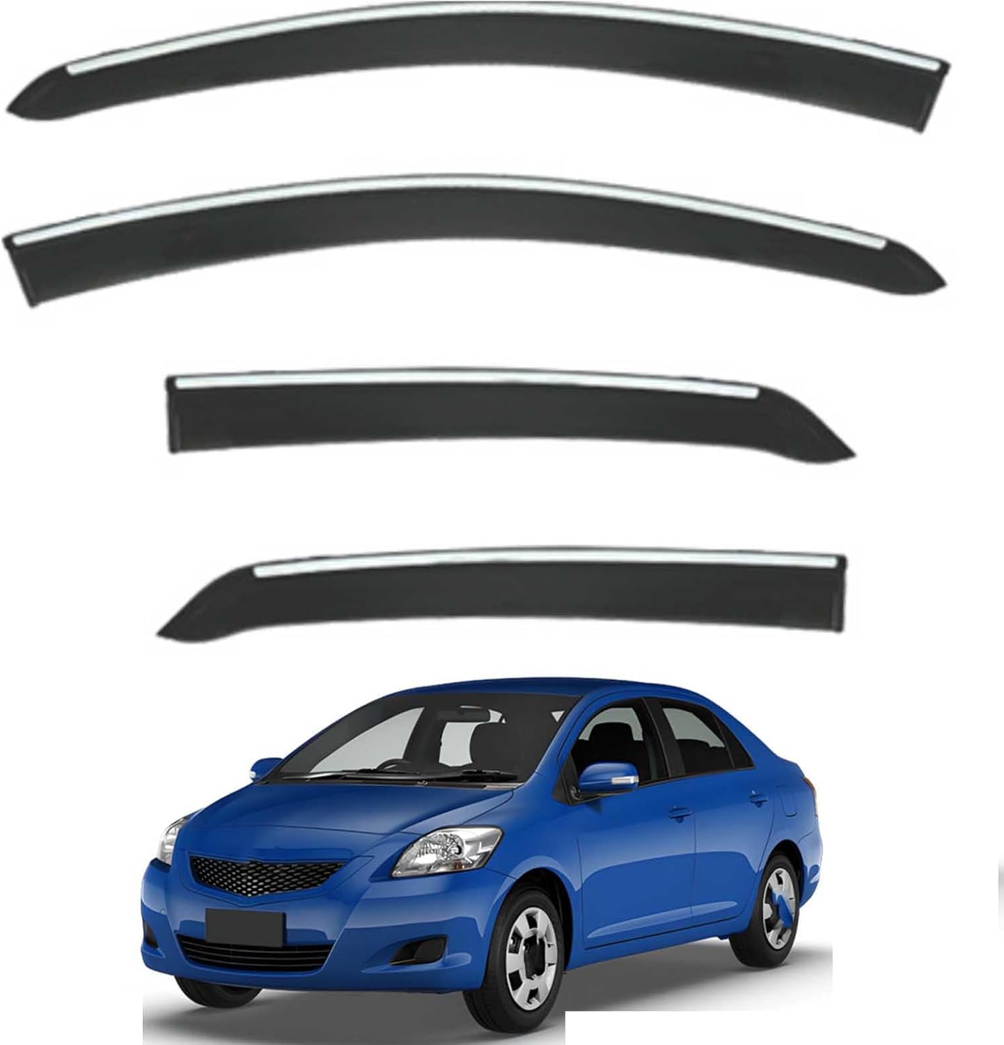 Nwsplmy Normal Wind Deflectors For Yaris Sedan Mk2-Xp90 2006-2010, Rain Guards Window Visors, 4-Piece, Protects Against Fading & Cracks
