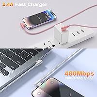 Vista 4 de iPhone Charger 3Pack 6FT Lightning Cable 90 Degree iPhone Charger Cord [Apple MFi Certified] iPhone Charger Fast Charging for iPhone 14/13/12/11 Pro