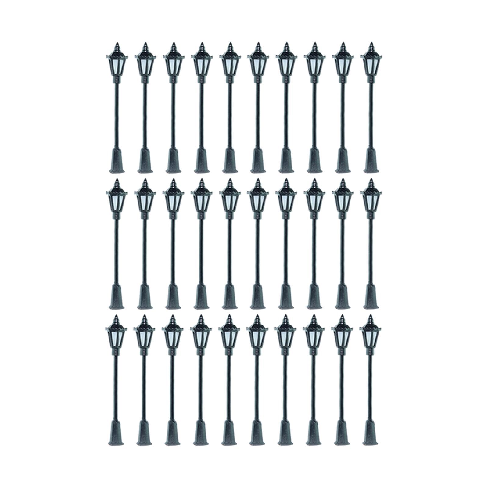 Modèles miniatures de lampadaires à l'échelle HO/OO (1:75) pour réseaux ferroviaires miniatures, projets de bricolage, accessoires de photographie, 30 Pièces