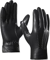 Harssidanzar Men's Sheepskin Leather Gloves - Winter Driving Gloves with 100% Cashmere Lining for Warmth & Comfort