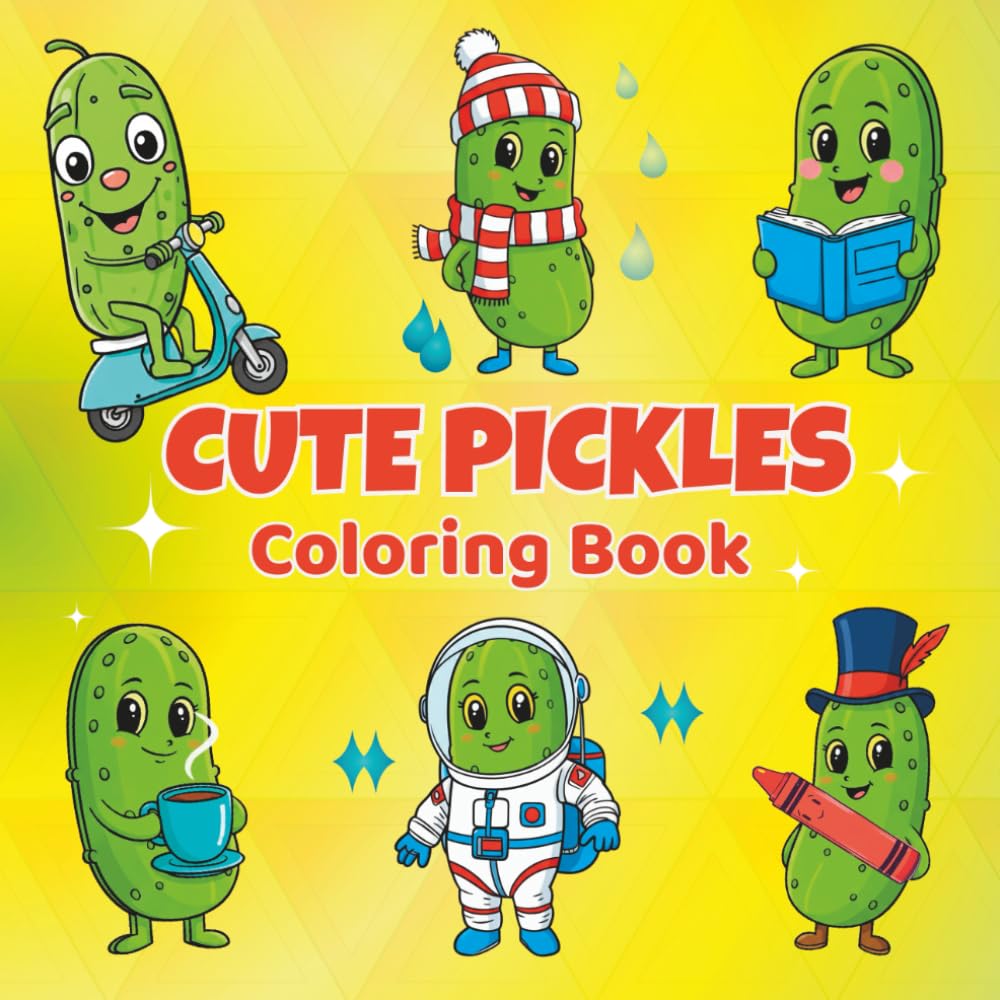 Cute Pickles Coloring Book: A Fun Activity Book with 50 Bold and Easy Designs