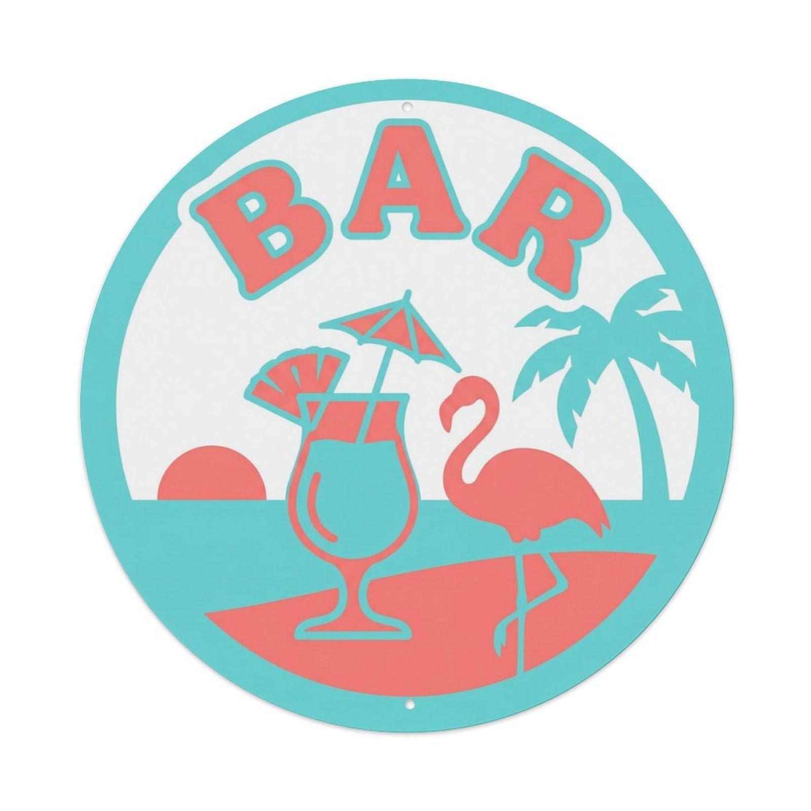 BAR Aqua Lounge Ornament Metal Tin Sign Plaque Wall Decor for Cafe, Club Bar, Office, Home Garden Round Metal Poster 8x8Inch