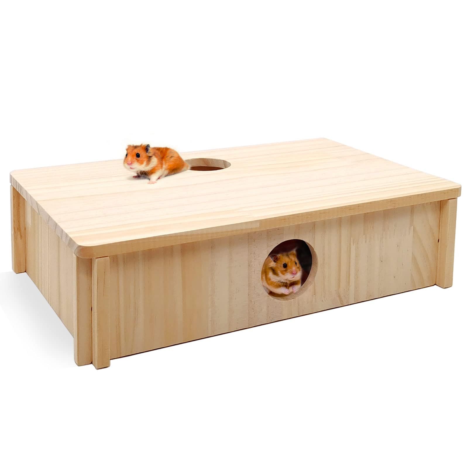 kathson Multi-Chamber Hamster Maze House,Wooden Syrian Hamster Maze Hideout,Small Pets Habitats Decor,6-Room Hideouts & Tunnel Exploring Toys for Dwarf Hamsters,Gerbils,Mice,Lemmings,Mouse