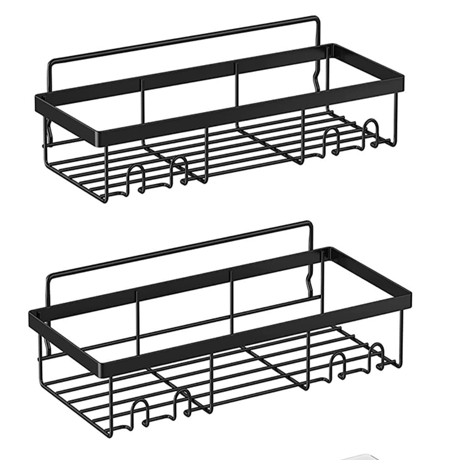 CRTEPST Mensola Per Doccia Senza Fori, 2 Pezzi In Acciaio Inox Nero, Con Ganci, Autoadesiva. Organizer Per Shampoo E Bagno. Facile Da Montare. - 6