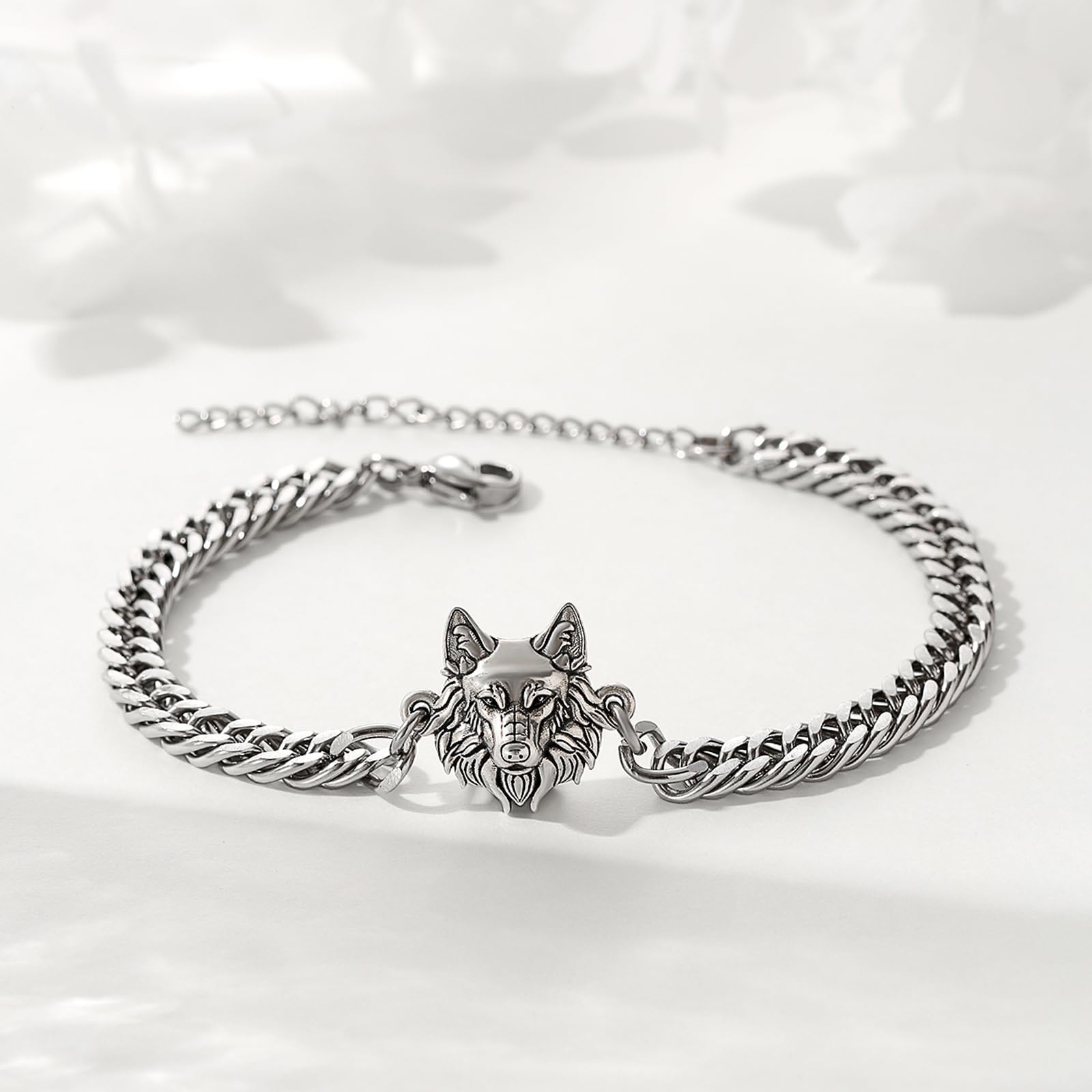 Pulsera vikinga de plata de ley 925 para hombres, lobo, dragón, Odin, brújula, pulsera vikinga, regalo, con cadena de acero inoxidable