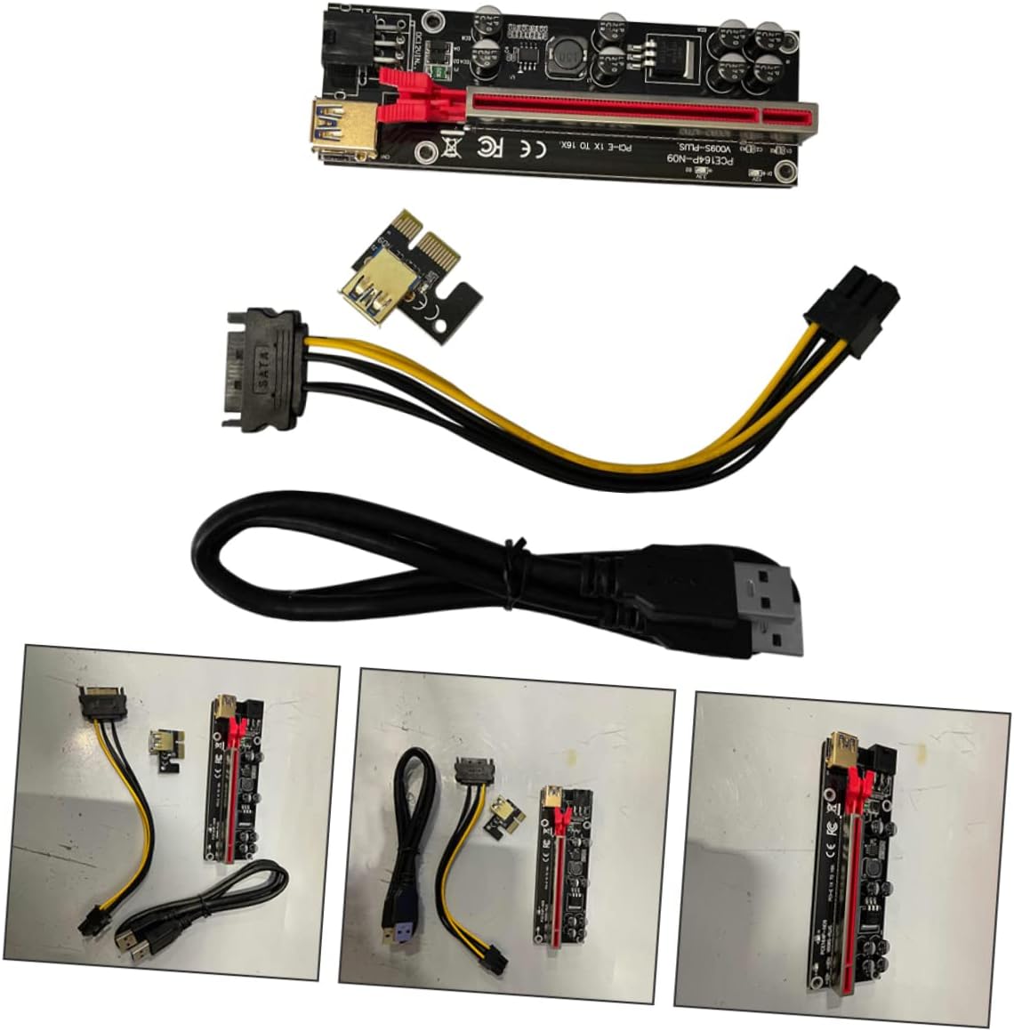 jojofuny 6sets Pci Express Extender Riser Adapter Card with USB to Graphics Card Extension for Stable Power Supply Easy Installation Reliable Performance