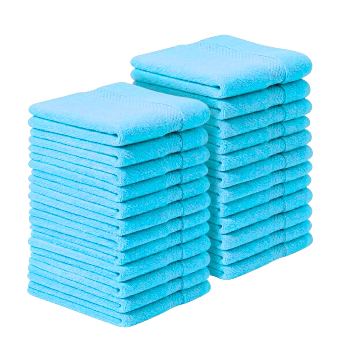 Diamond Tex Premium flannels/Washcloths 100% Cotton face cloth (30x30 cm 600 GSM) – Soft Flannel Face cloth, (Blue Lagoon, Pack of 2,4,6,8,12,24,36,48) (2, Teal)