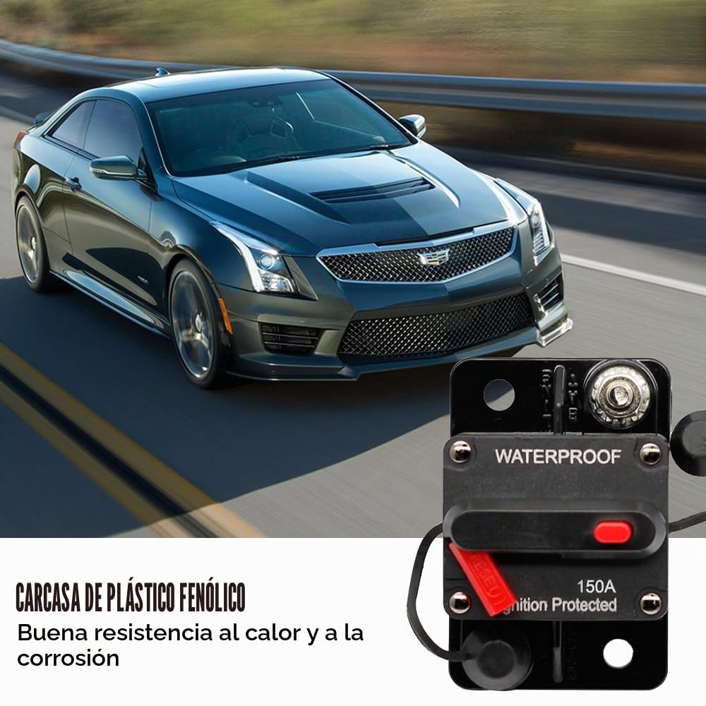 Disyuntor DC12-48V, resistente al agua, reajuste manual, portafusibles, interruptor de reinicio y protección para motor de coche, audio marino