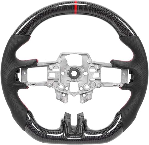 KIMISS volante de fibra de carbono, volante de competición con napa perforada, costuras rojas para Ford Mustang V6EcoBoostGTShelby