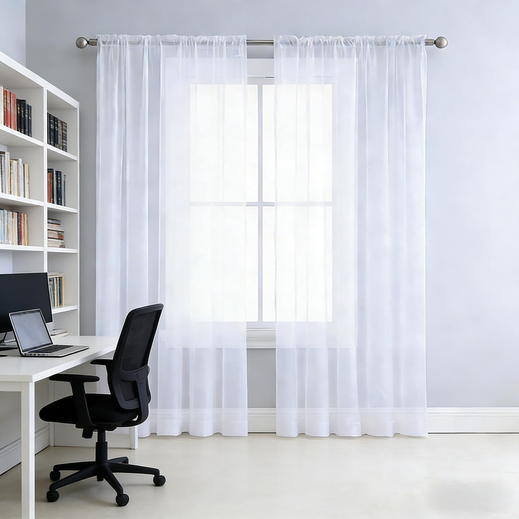 Cortinas modernas de salón texturizadas, visillos blancos decorativos suaves de alta calidad