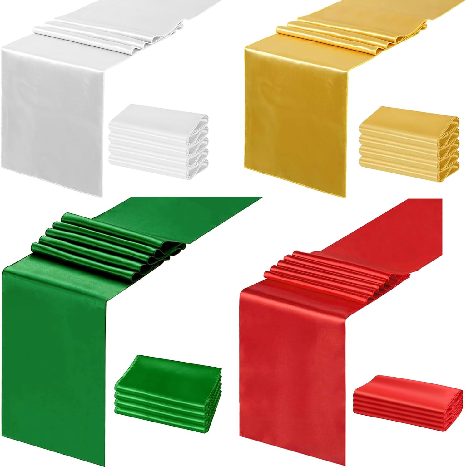 12 Pack Christmas Table Runner 12 x 108, Gold Red White Green Disposable Table Runner, Rectangle Smooth Table Runners or Christmas Kitchen Dining Table Decoration