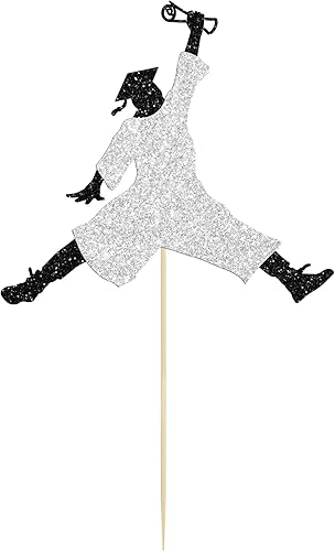 Miniatura 10 de Gyufise 24 adornos para cupcakes de graduación 2023 con purpurina para la clase de 2023 Diploma 2023 Felicidades Graduación Cap Cupcake Picks 2023