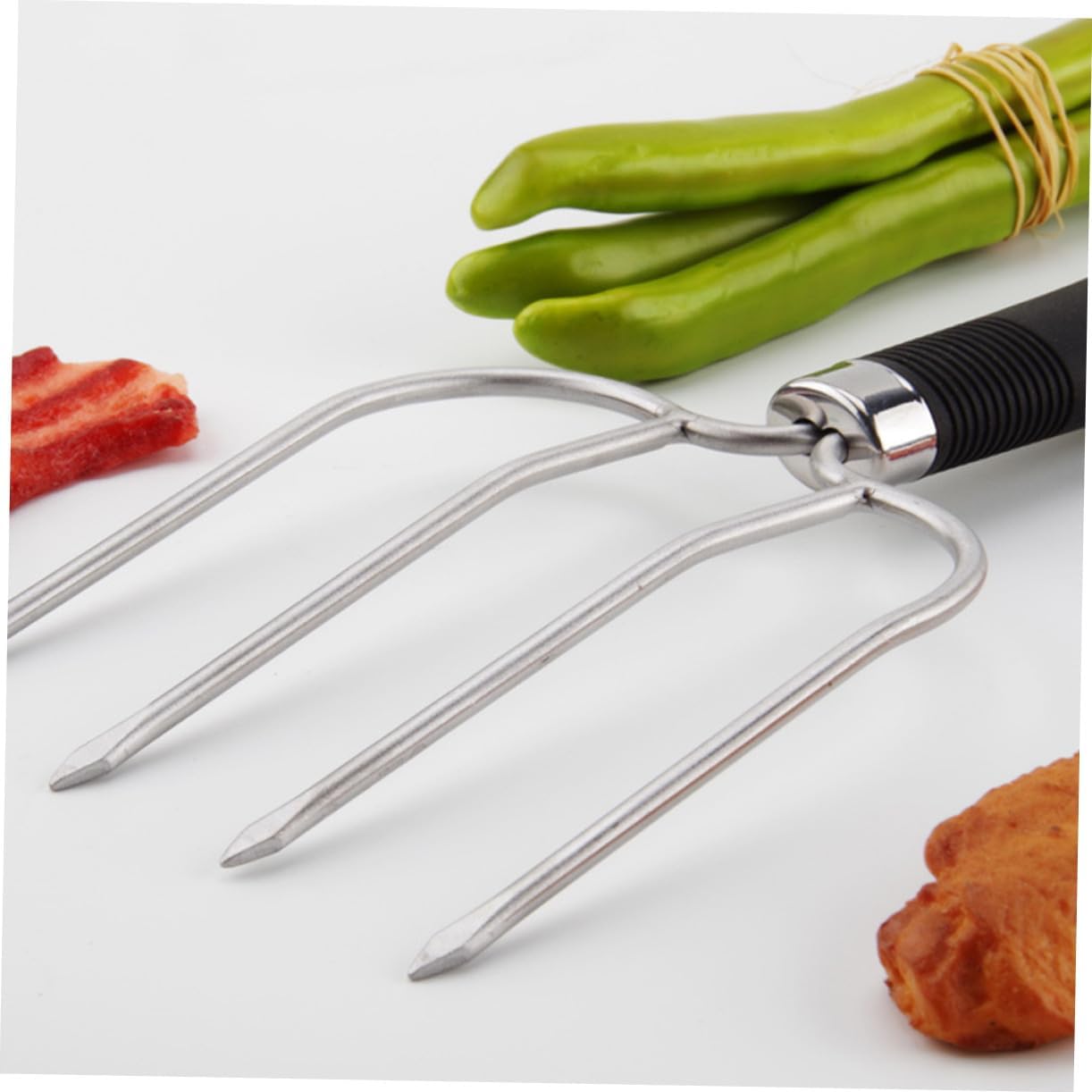 2PCS Stainless Steel Turkey Lifters Forks with Four Prongs for Heavy Lifting Balanced Roasting Carving Meat Tools with Smooth Surface Handle Cooking Utensils for Poultry and Bbq