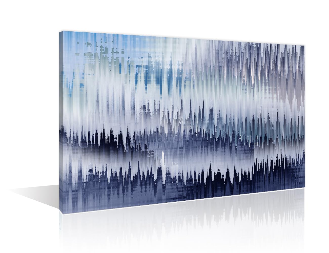 TISHIRON Wall Art for Living Room Abstract Painting Canvas Wall Art Abstract Blue and Gray Wavy Texture Wall Art Posters & Prints 1 Panels Modern Artwork Ready to Hang for Bedroom Office (24" Wx36 H) — image 1