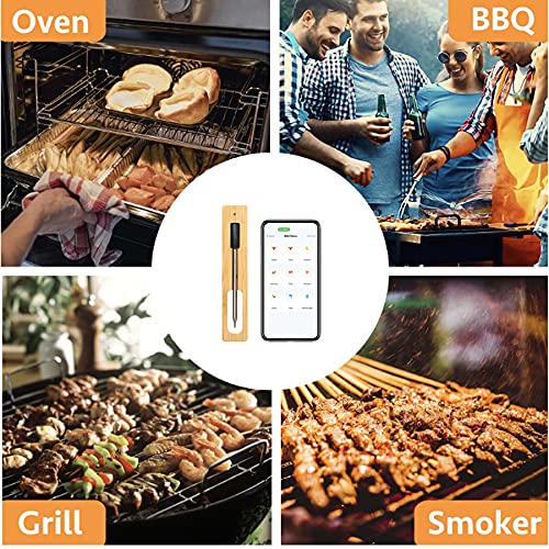 FENGCHUANG Termômetro de carne sem fio inteligente, aço inoxidável Bluetooth Wireless Thermometer di