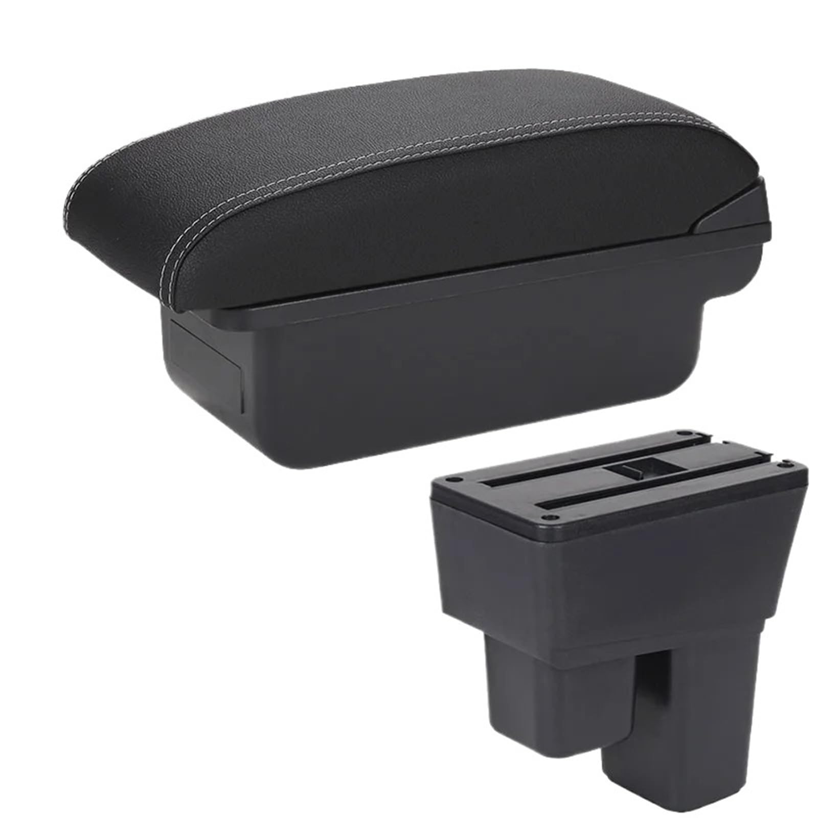 AWGNTQQ Car Armrests For Fit Jazz 2 2008 2009 2010 2011 2012 2013 Car Storage Box Accessories(C3 Black white NOUSB)