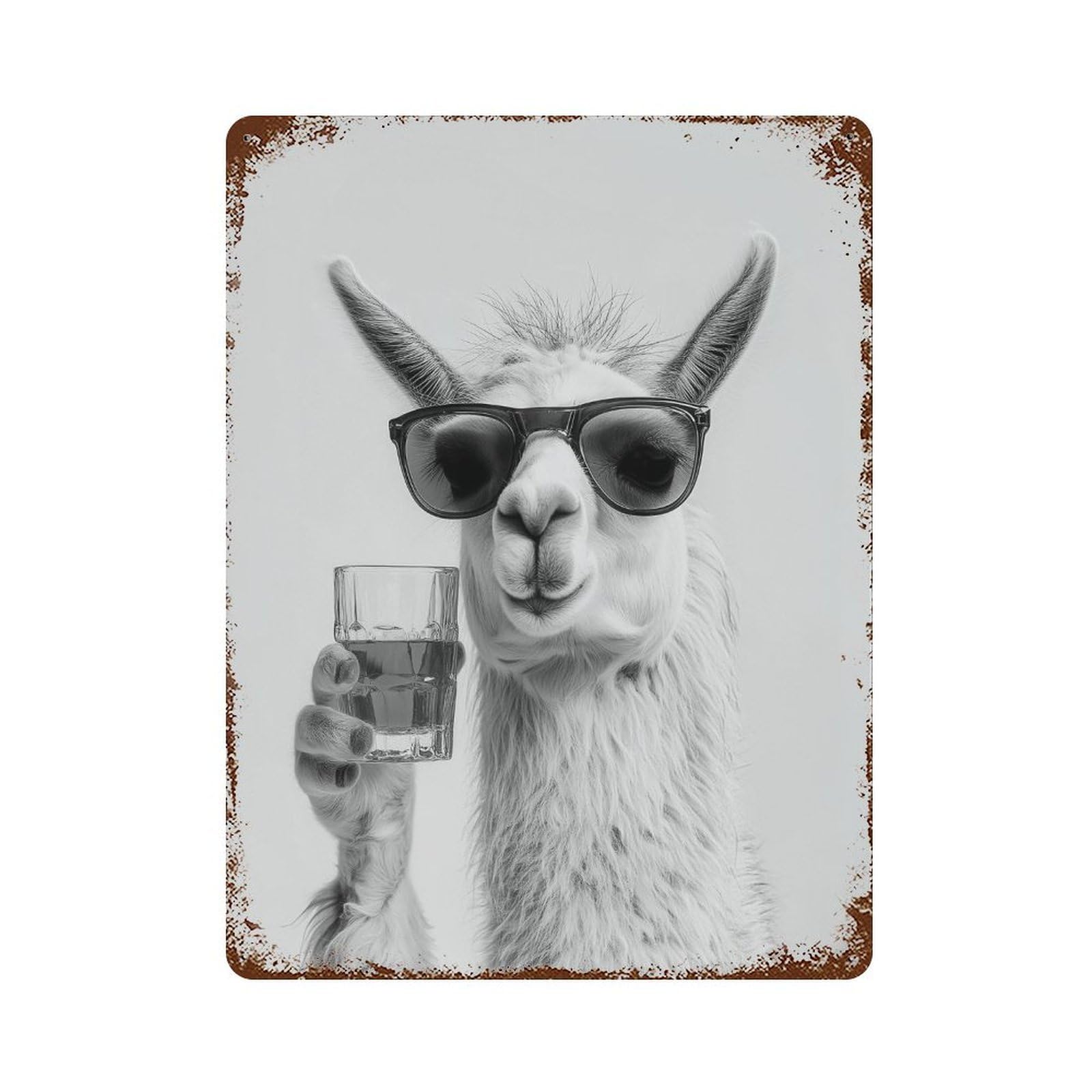 xiaoxiaoshen Llama Drinking Whiskey Art Wall Decor Art Metal Tin Poster Modern Home Decor Art Home Bar Shop Decorations Vintage Sign 40x30cm
