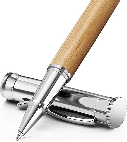 WEMATE Juego de bolígrafos de madera, 2 repuestos de tinta adicionales (1 negro y 1 azul), bolígrafo de escritura elegante, bonito regalo de oficina