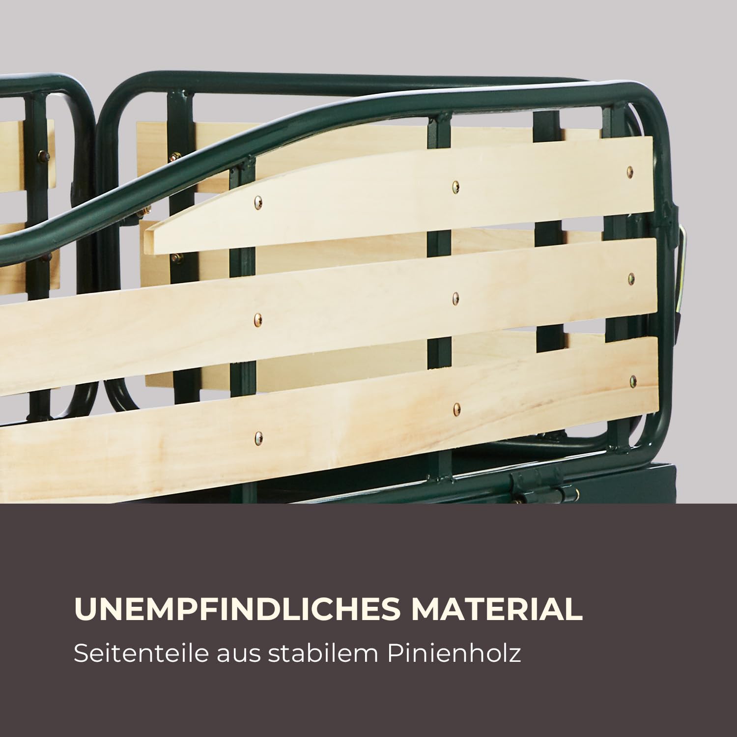 Waldbeck Ventura - Bollerwagen, Handwagen, abklappbare Seitenteile, witterungsbeständig, 300 kg Belastbarkeit, Transport Schwerer Lasten, Stabiler Rahmen, großer Laderaum, dunkelgrün