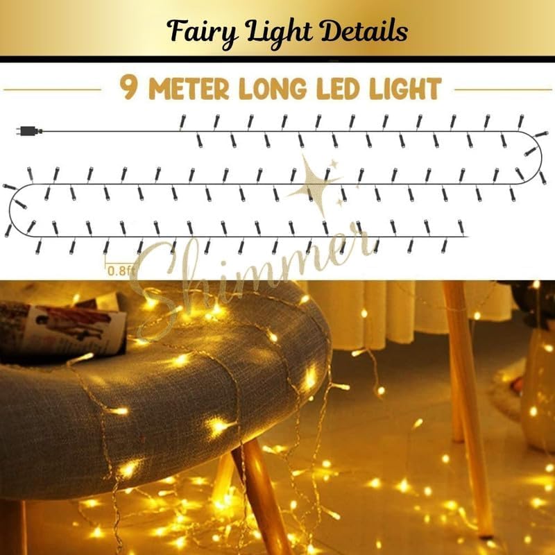 Image of Shimmers Decoration Kit 6 Pcs - White Net Curtains, Fairy String, Ribbon & Hooks, Backdrop Setup for Birthday, Wedding, Baby Shower & Home Decor
