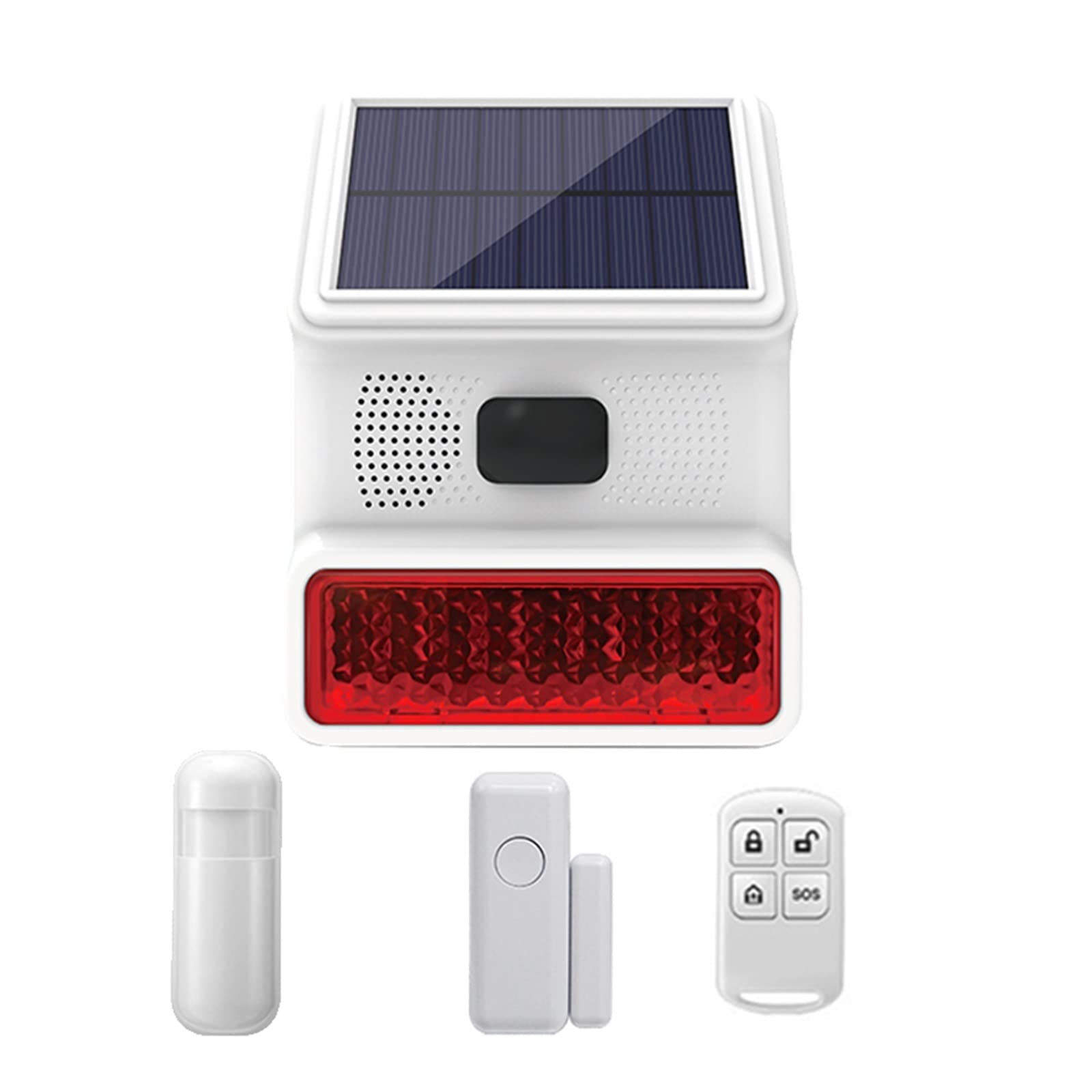 Sistema di Allarme di Sicurezza Domestica, 433MHz Wireless Light Flash Strobe Outdoor Solar Waterproof Siren for antifurto Domestico di Allarme Sicurezza Domestica(Set B)