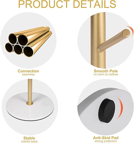 Miniatura 3 de Snaikor Perchero, moderno perchero de metal independiente, perchero de 67 pulgadas con 8 ganchos para colgar ropa, bolsas, sombreros, accesorios