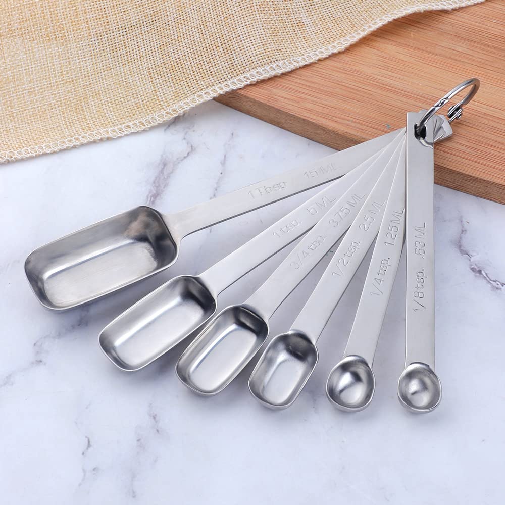 Measuring Spoons Set of 6, Stainless Steel Measuring Spoon with Accurate Measurement Markings and Removable Clasp - Image 2
