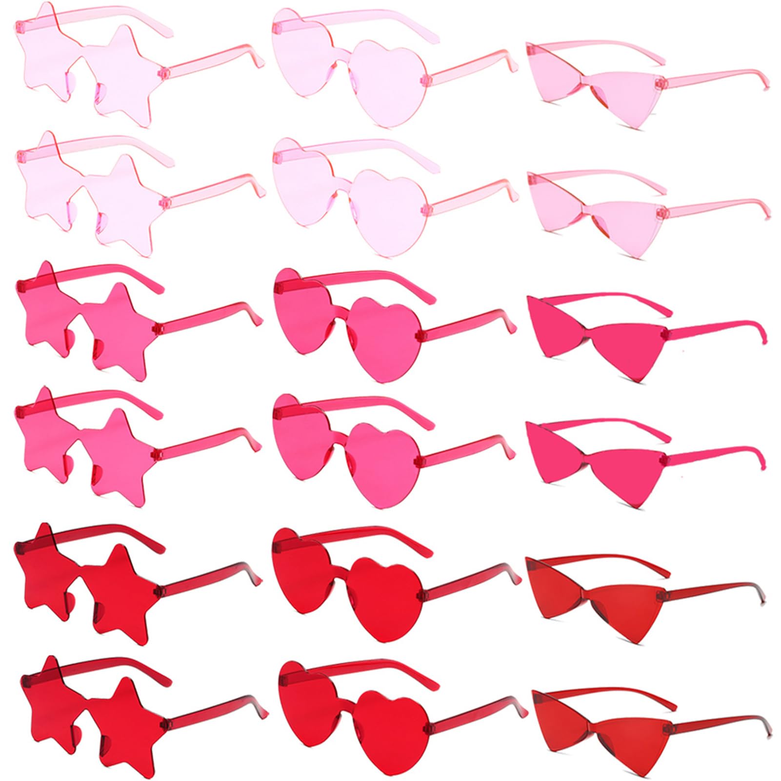 cadelon 18 Pcs Heart-Shaped Sunglasses,Stylish Heart-Star-Shaped Sunglasses,Frameless Sunglasses,Trendy Party-Fun Beach Sunglasses,Fashionable Outfit-Matching Items,for Both Men and Women