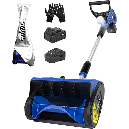 SOYUS Electric Snow Shovel Cordless, 20V 12-Inch Electric Snow Blower, Snow Shovel for Driveway with Directional Plate (1x4.0Ah Battery, Charger and Cover Included)