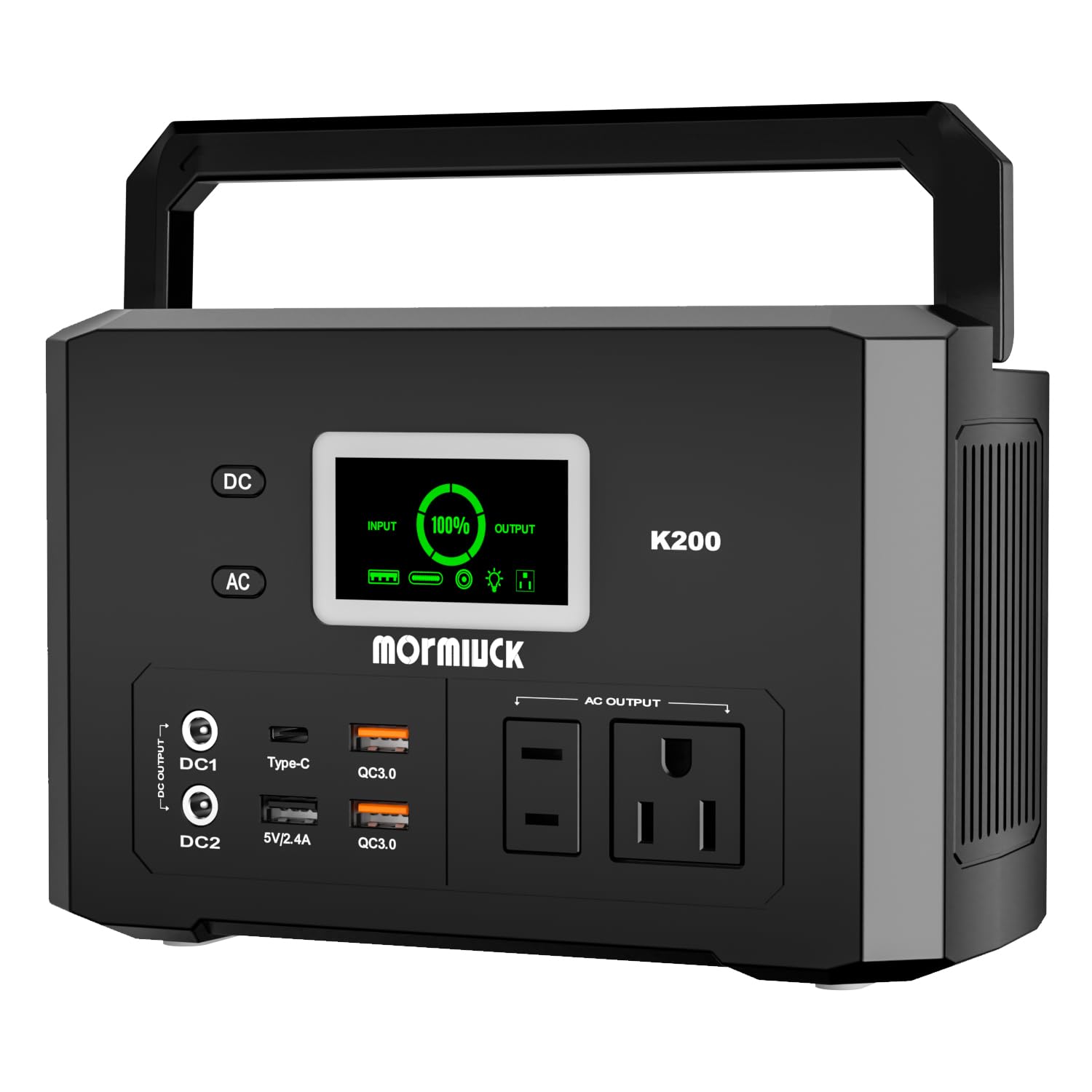 200W Portable Power Station (400W Peak), mormluck 118Wh Solar Generators with 110V/200W AC Outlet, 32000mAh Lithium Battery for Home Backup, Outdoor Adventures, and RV Emergencies