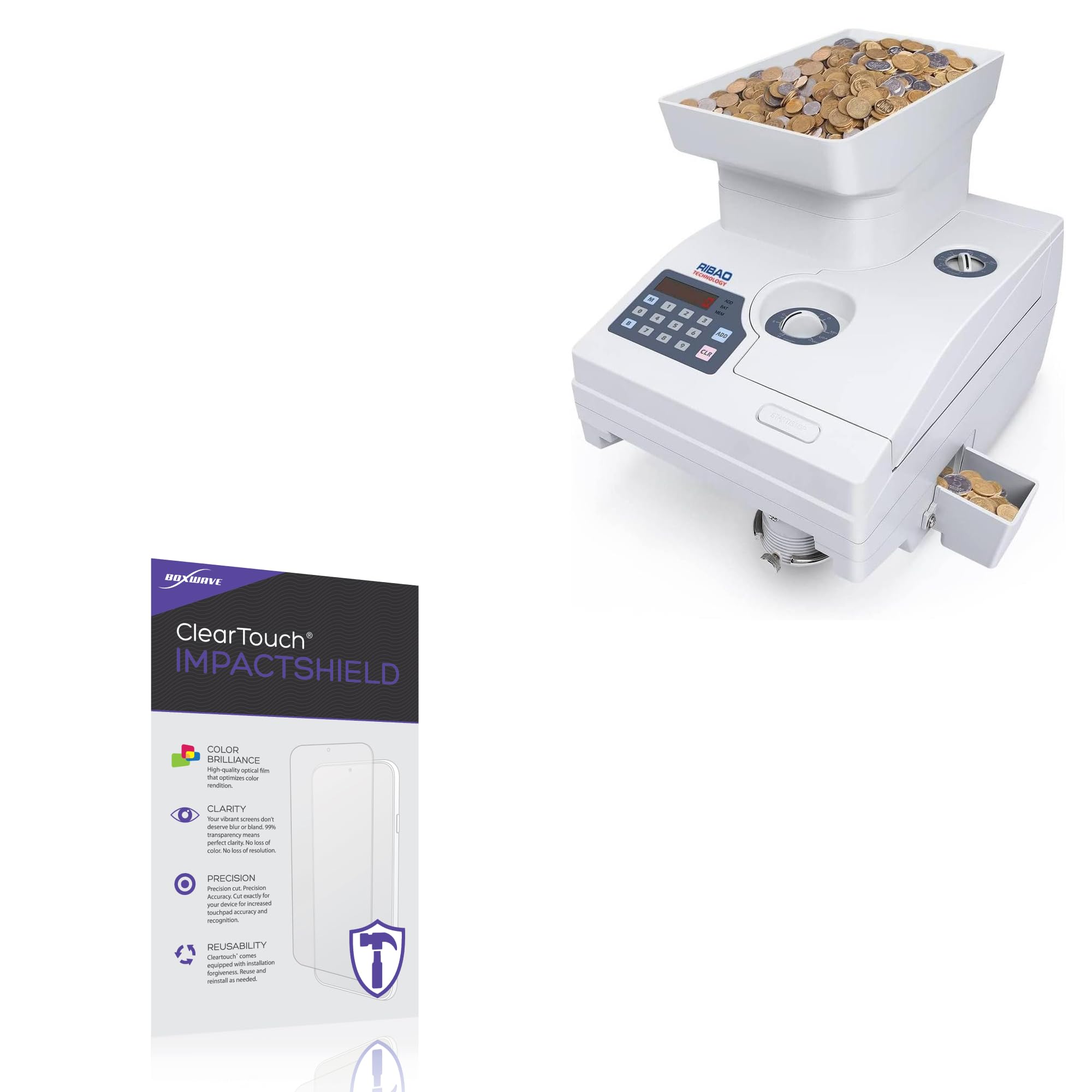 BoxWave Screen Protector Compatible With Ribao Technology HCS-3300 - ClearTouch ImpactShield (2-Pack), Impenetrable Screen Protector Flexible Film