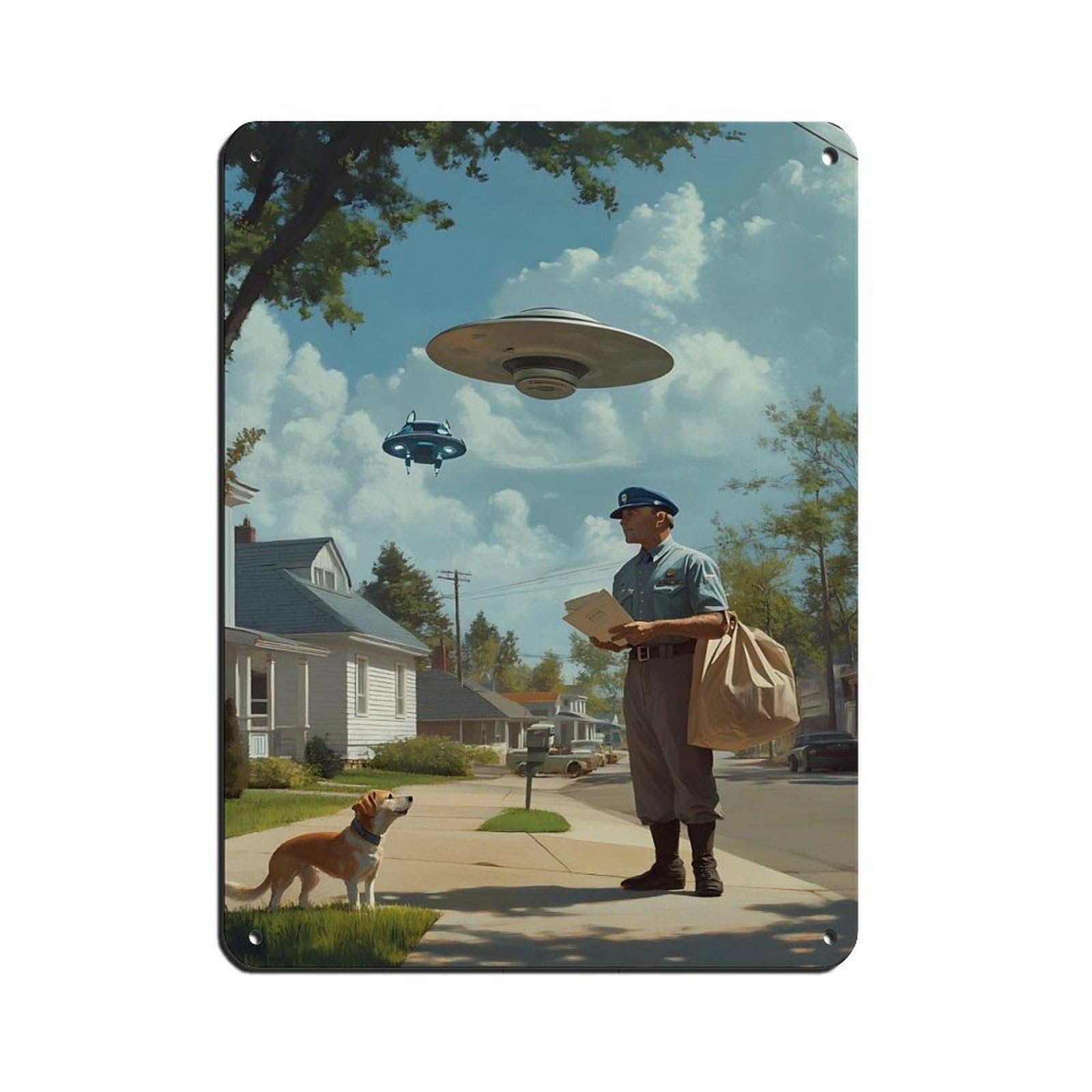 Vintage Inspired UFO Art, Retro Sci-Fi Retro Poster Metal Tin Sign Chic Art Retro Iron Painting Bar People Cave Cafe Family Garage Poster Wall Decoration 12x16inch(30x40cm)