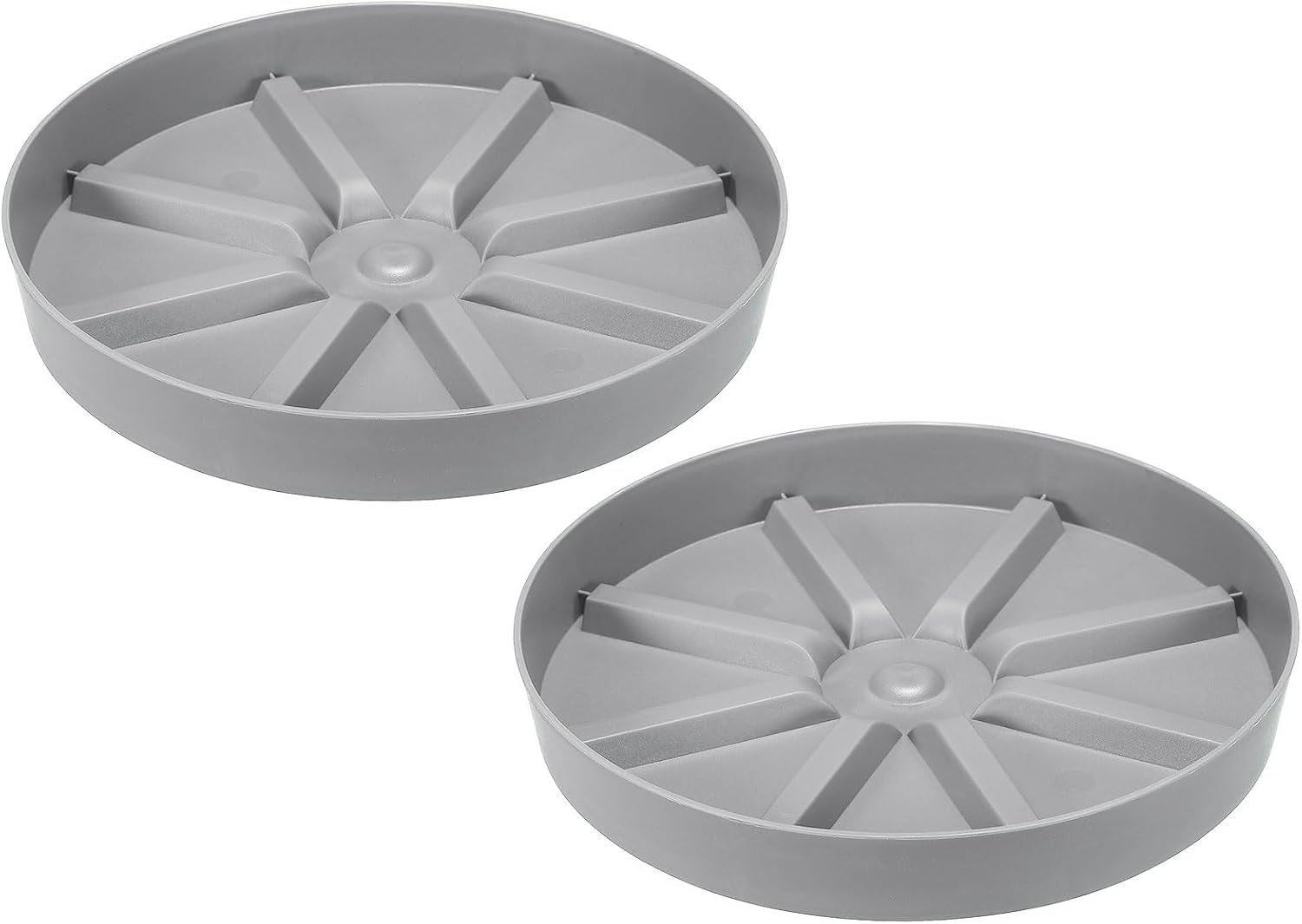 PATIKIL 11.8 Inch Plant Saucers Tray, 2Pcs Durable Plastic Round Flower Pot Drip Tray Thicker Anti-Rot Root for Indoors Outdoors Home Garden, Grey