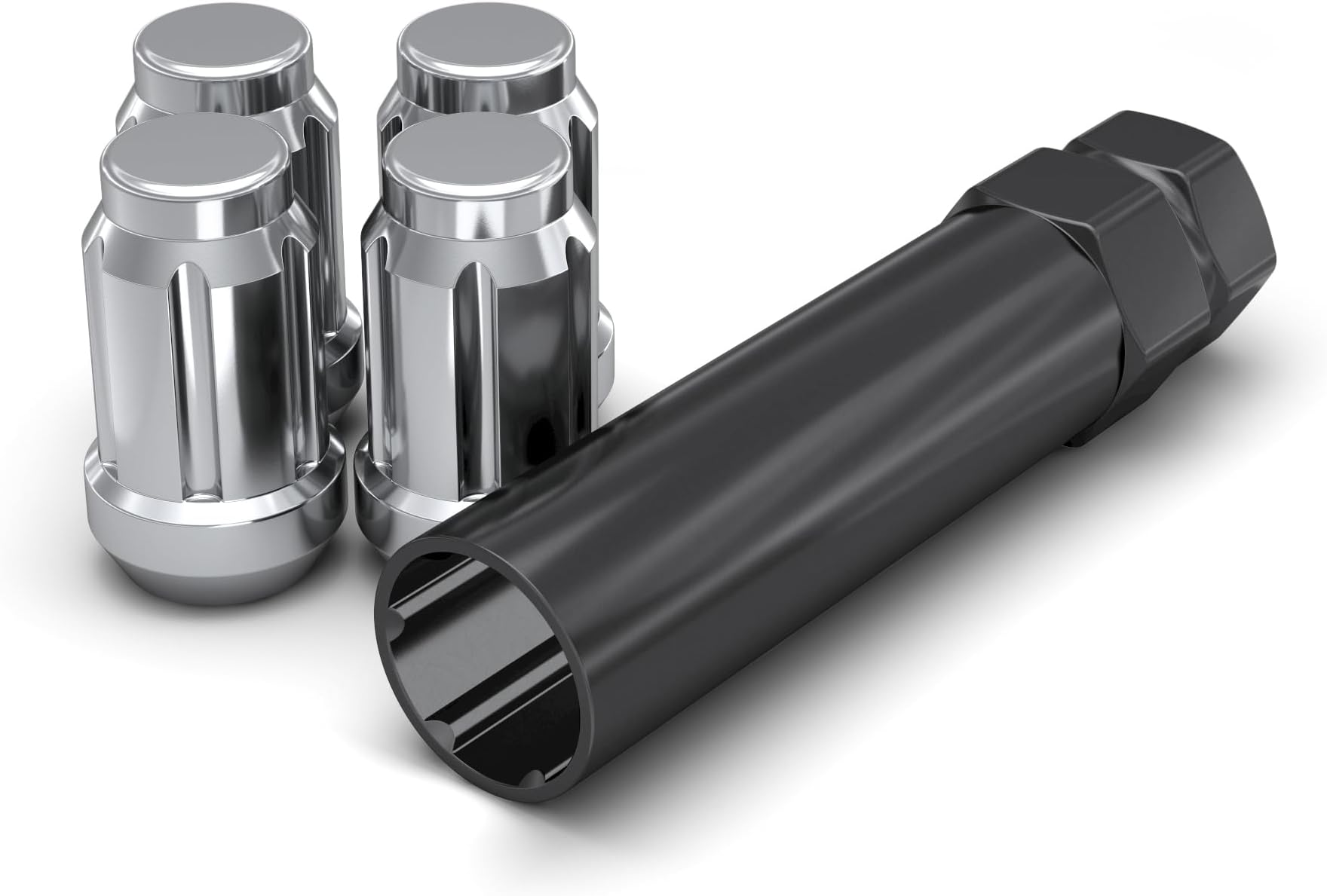 White Knight3804-4 Chrome 1/2"-20 Spline Lug Nut with Key, 4 Pack (for AFTERMARKET Wheels with Smaller 0.80" Diameter Seating)