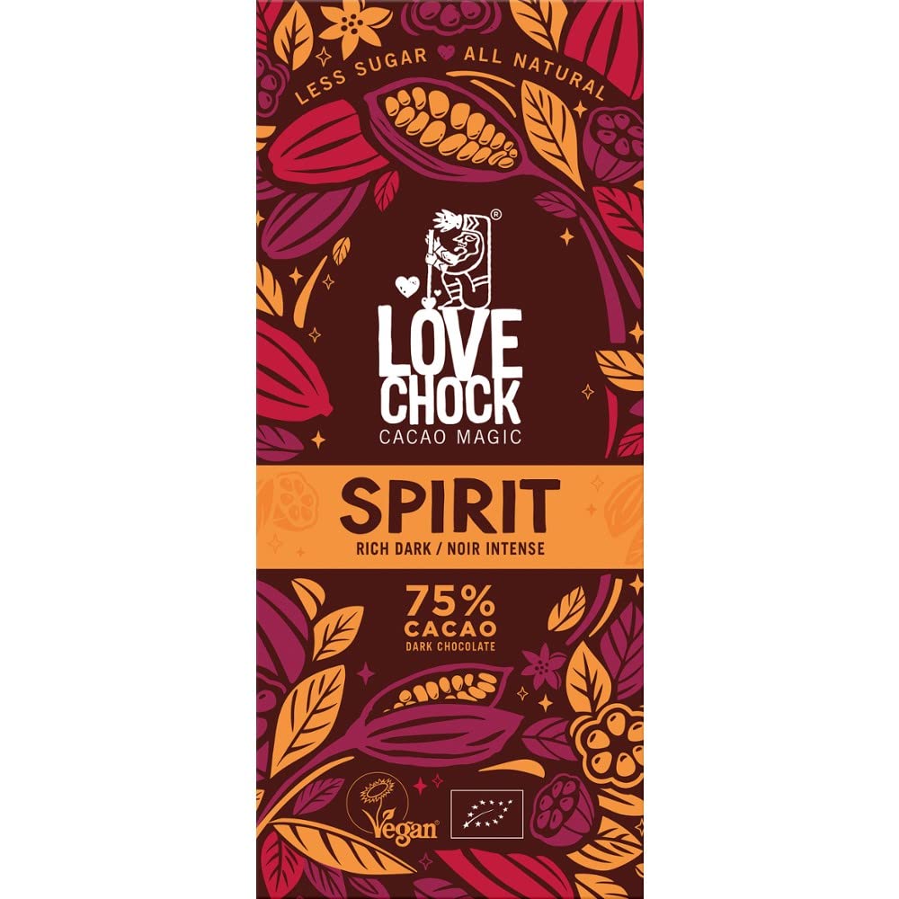 Lovechock Tafelschokolade Spirit, Zartbitter 75%, vegan, 70g (12)
