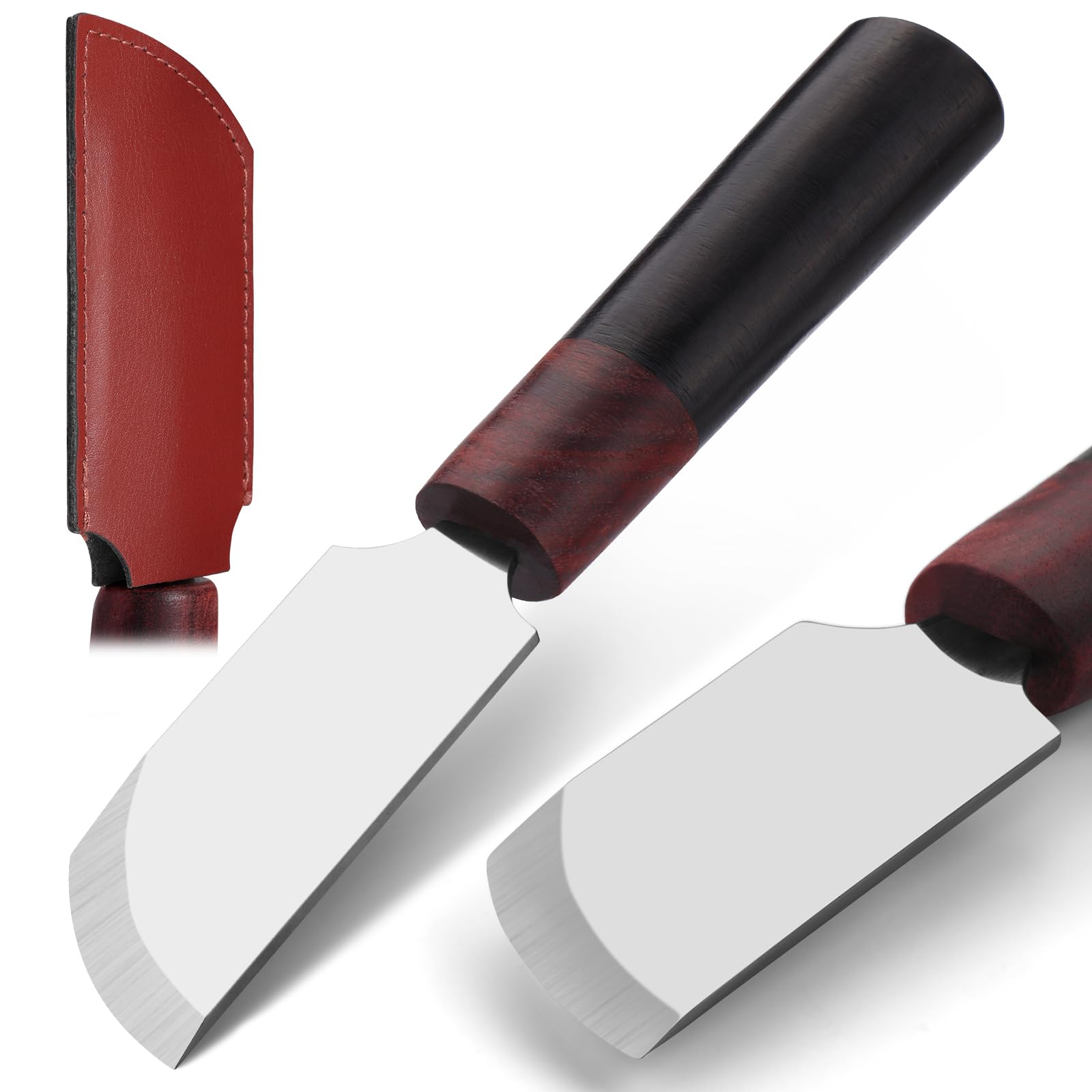 CBHGFEA Leather Cutting Knife, Skiving Knifes for Leatherworking, Leather Skiving Knife with Protective Case for DIY Leathercraft Cutting (Half-round)