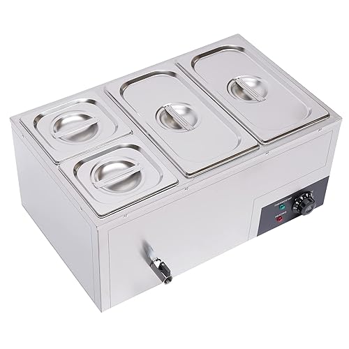 DYNAMI 110V 850W Commercial Buffet Food Warmer,Large Capacity 4 Pan(7.4QT*2+3.2QT*2)