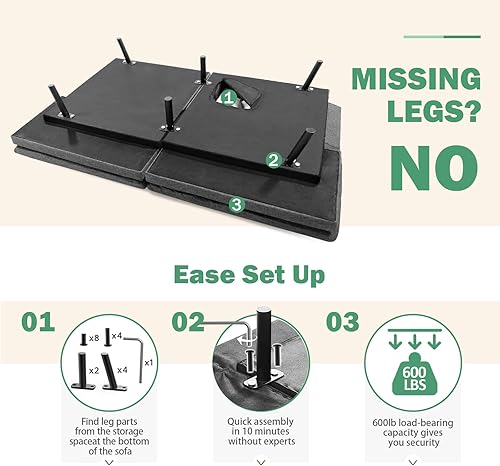 Miniatura 6 de Hcore Convertible Futon Sofa Bed Couch,Faux Leather Futon Couch Bed,Memory Foam Loveseat Sleeper Sofa Bed,Small Splitback Modern Sofa Couch for