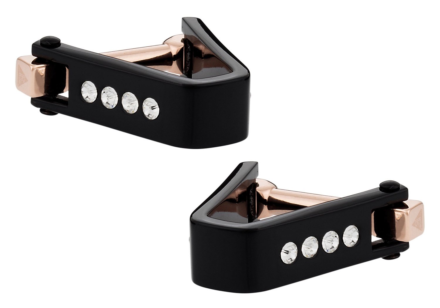 Rudolph Alexander Crystal Cufflinks Black with Presentation Box