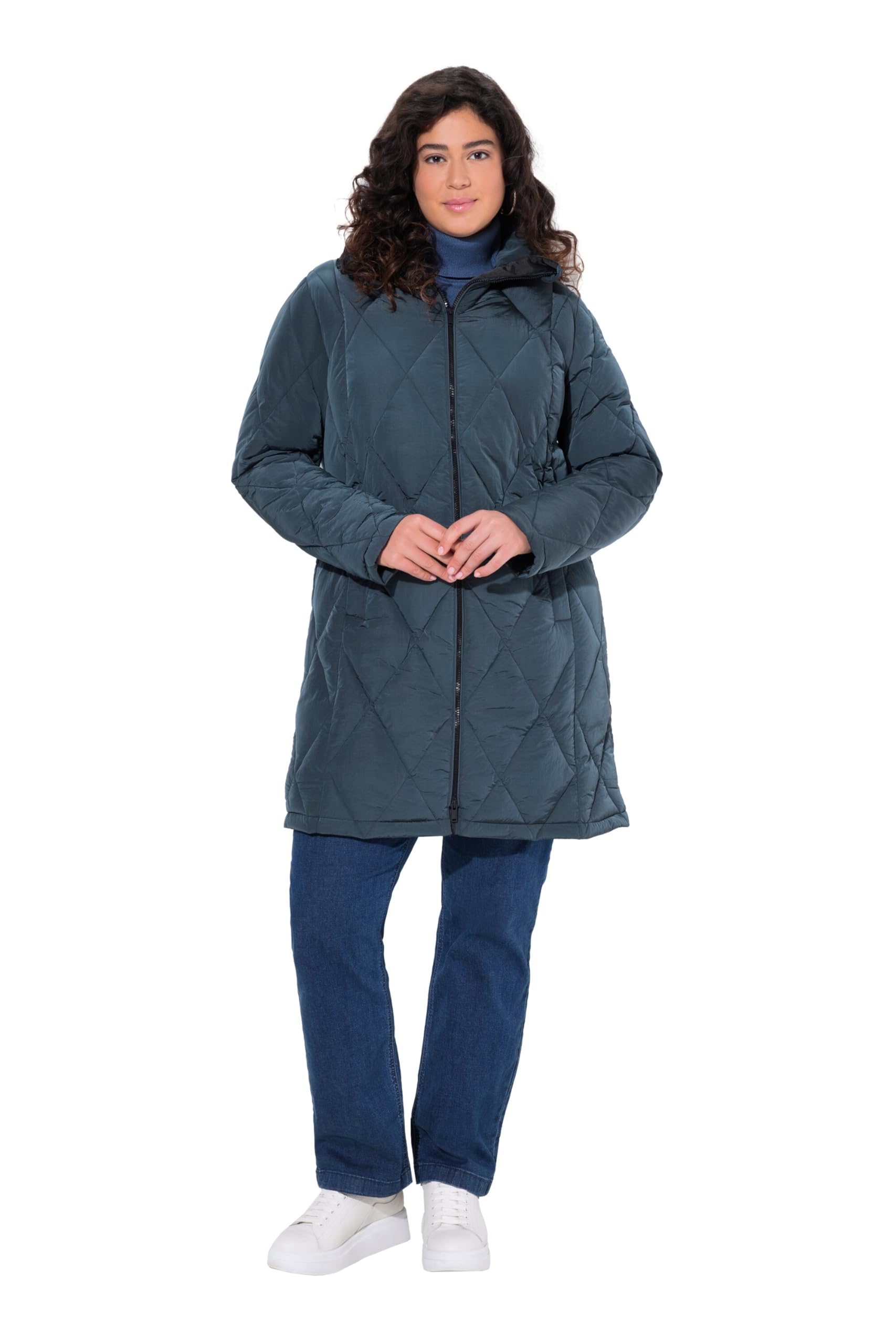 Ulla Popken Damen große Größen Übergrößen Plus Size HYPRAR Funktions-Steppmantel, wasserabweisend, Kapuze 841363