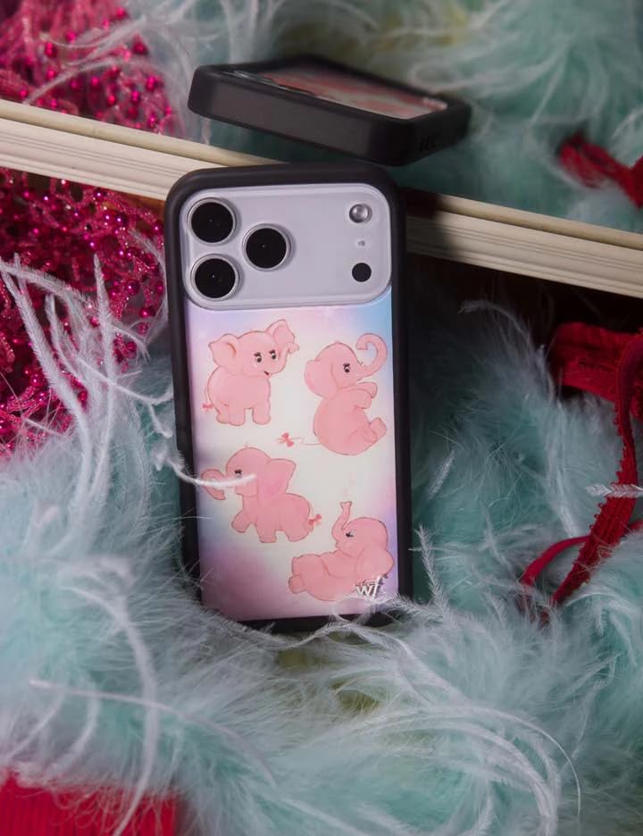 Image of Wildflower Cases - Compatible with iPhone 16 Pro Max | Protective Black Bumper, 6.5ft Drop Test Certified, Women Owned Small Business | Pink Elephants