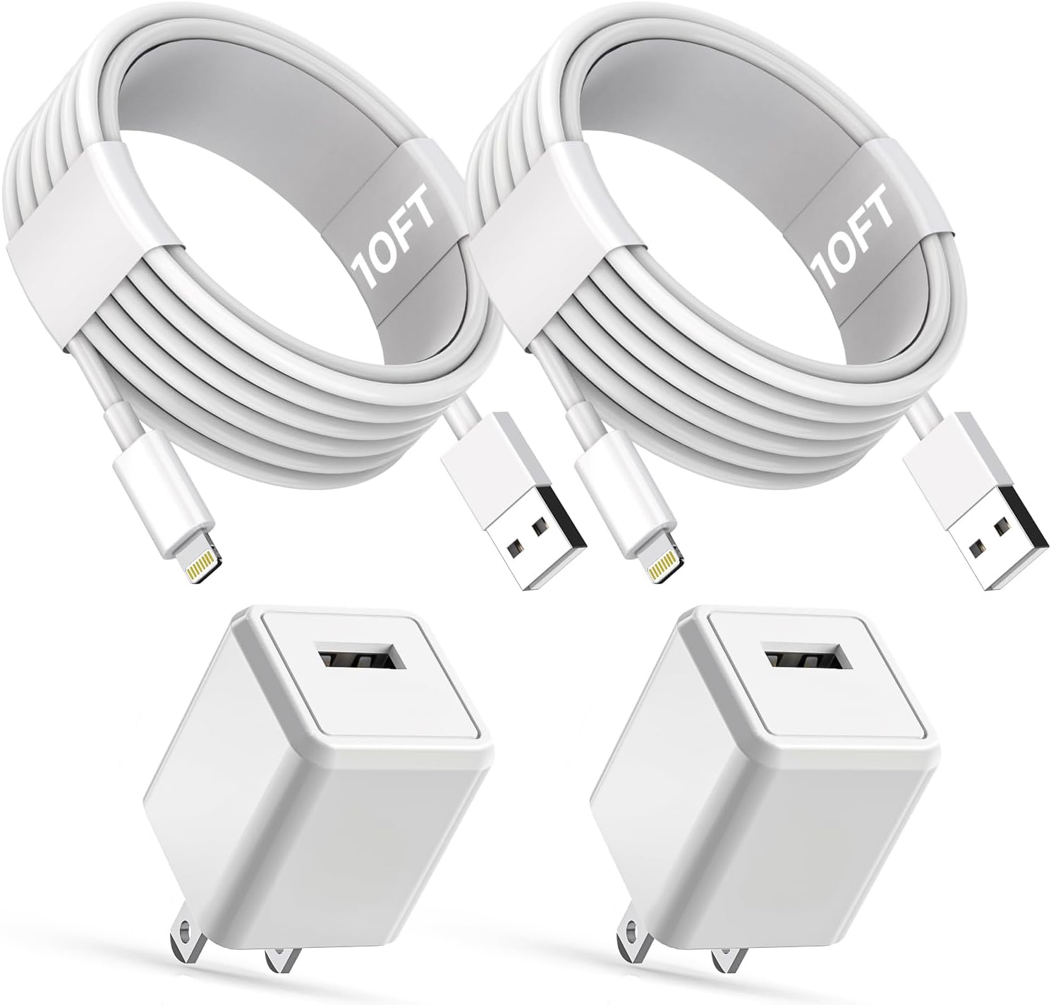 10FT Long iPhone Charger,[Apple MFi Certified] 2Pack 10Foot USB to Lightning Charging Cable Cord USB Wall Phone Charger Power Adapter Travel Plug Block for iPhone 14 13 12 11 Pro Max/SE 2022/X/XR/iPad