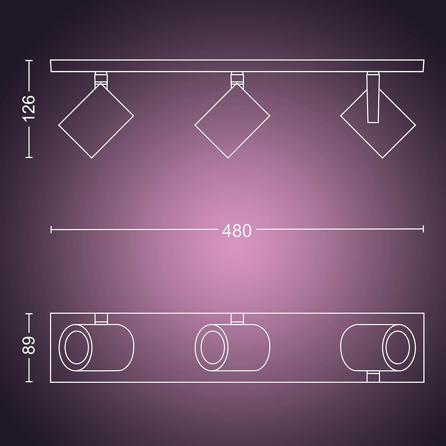 Philips Hue Argenta White & Color Ambiance Lampada da soffitto con tre faretti, faretti LED dimmerabili per il sistema Hue, controllo intelligente della luce tramite voce e app, bianco.